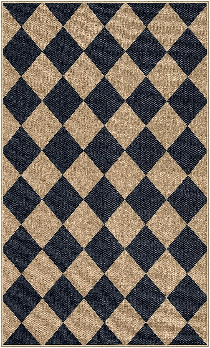 Lahome Checkered Easy Jute 3x5 Outdoor Patio Rug, Washable Rugs - Image 9