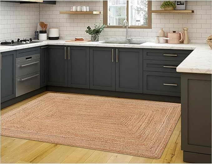 Handwoven Jute Rug for Home Décor, Boho Reversible Braided Carpet, Ethnic - Image 3