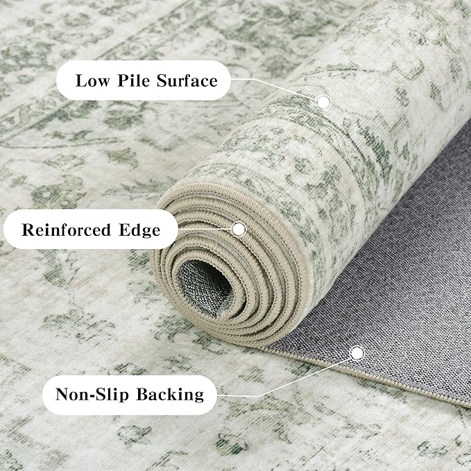 2x6 Hallway Washable Runner Rug Vintage Non-Slip Soft Kitchen Mat Boho - Image 8