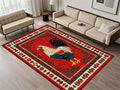 Vintage Rooster Area Rug, Beautiful Floral Border Country Style Rooster by Unknown