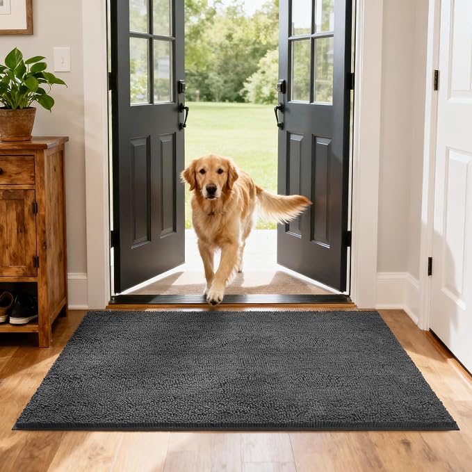 Chenille Absorbent Front Door Mat 48" x 24", Dog Door Mat - Image 7