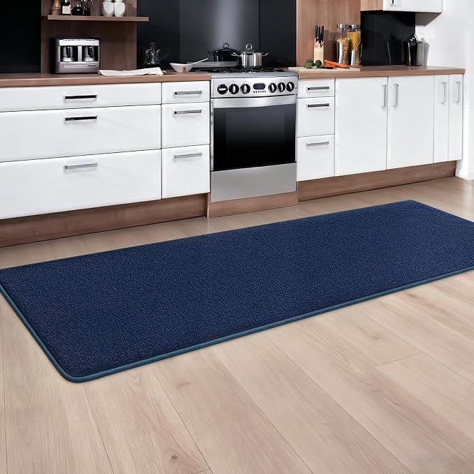Runner Rug for Hallway, 2x8 Feet Non-Slip Washable Navy Blue Long Area Rug - Image 2