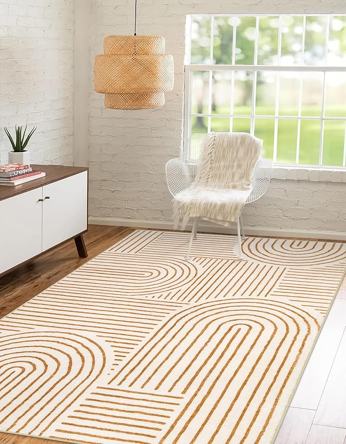 Lahome Abstract Bedroom Rugs, Soft Washable Area Rugs 4x6 Non Slip Rainbow by Lahome