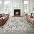 Large Farmhouse Area Rugs 9x12 for Living Room, Distressed Medallion Printed - Image 4
