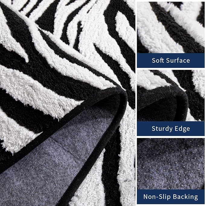 YIHOUSE 8×10 Ft Area Rugs, Washable Plush Soft Zebra Print Carpet, Non-Slip - Image 5