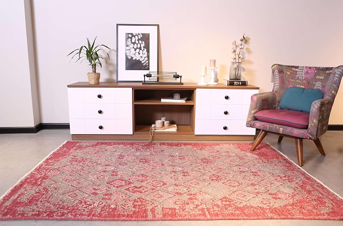 Alfa Rich 3x10 Pink Gray Reversible Washable Area Rugs - Image 3