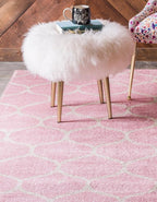 Rugs.com Lattice Frieze Collection Rug – 9' x 12' Light Pink Medium Rug Perfect - Image 3