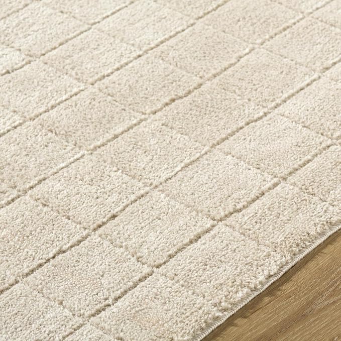 Livabliss x Our PNW Home Cascade Minimalist Grid Area Rug, Light Beige - Image 4