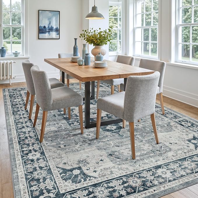 DEXI 9x12 Area Rug for Living Room, Washable Vintage Farmhouse Thin Rug Indoor - Image 4