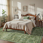 Lahome Moss Green Area Rug 8x10, Machine Washable Low Pile Thin Carpet - Image 2