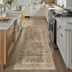 2x6 Washable Runner Rug for Kitchen Hallway Brown Vintage Non-Slip Low Pile - Image 3