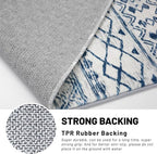 KUTA Moroccan 8x10 Rugs for Living Room Blue White, Washable Boho Area Rug - Image 6