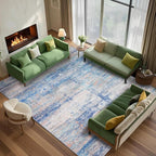 Abstract 6x9 Area Rug for Living Room Dining Room Office Bedroom Blue by FLYRUGGO
