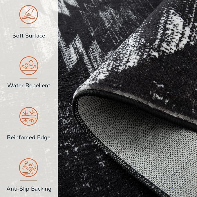 Area Rug 2x10 Rug Machine Washable Non-Slip Low Pile Print Pattern Western Rug - Image 3