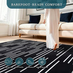YIHOUSE Abstract Washable Rug 8x10, Ultra Thin Non Slip Black Rugs - Image 3