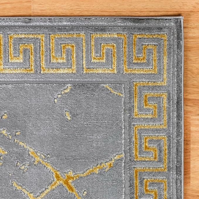 GLORY RUGS Area Rugs Marble 2x7 Gray Gold Carpet Modern Abstract Rug Living - Image 5