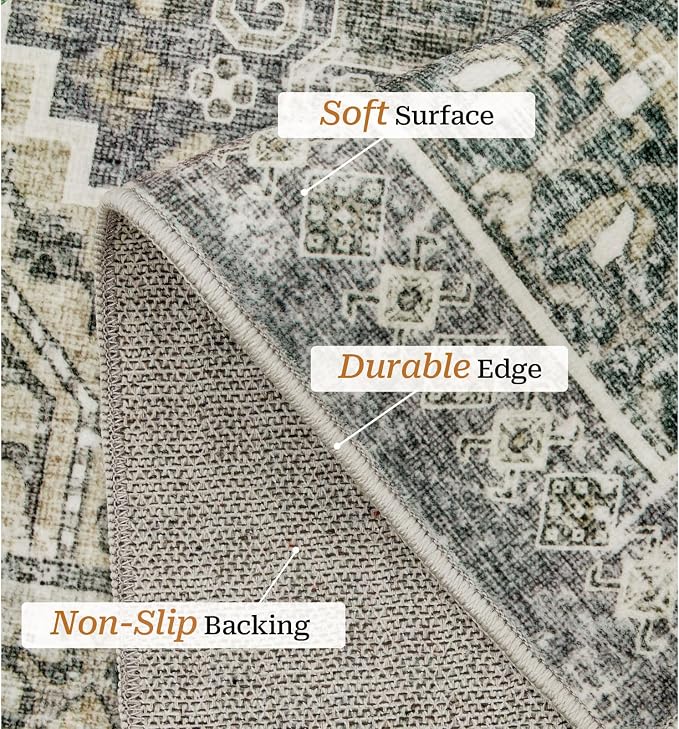 zesthome 8x10 Area Rugs for Living Room, Non-Slip Backing Washable Rugs - Image 4