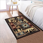 Rustic Cabin Wildlife Entrance 2x3 Rug, Buffalo Plaid Bear Moose Deer Country - Image 3