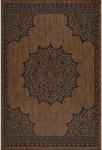 CAMILSON Outdoor Rug, 5x7 Medallion Nut Brown Black Modern Area Rugs - Image 4