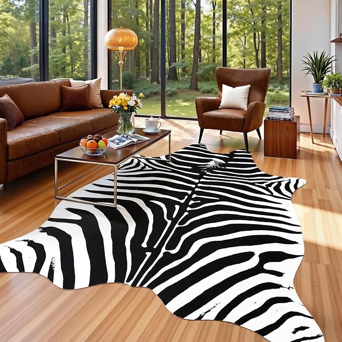 AROGAN Premium Faux Zebra Hide Rug 6.2 x 7 Feet, Sturdy and Large Size Zebra by AROGANAREARUG
