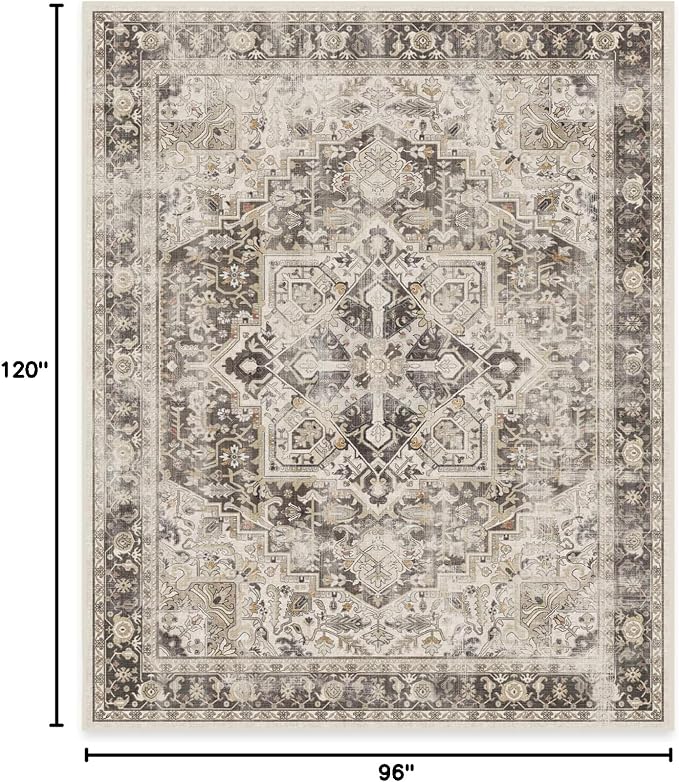 RUGGABLE Washable Vintage Area Rug – Kamran Hazel 8x10, Stain-Resistant - Image 3
