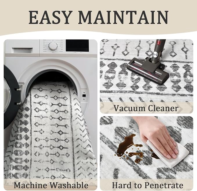 6x9 Machine Washable Area Rug for Living Room, Kids and Pets Friendly for - Image 5