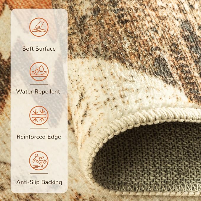Area Rug 2x4 Rug Machine Washable Non-Slip Low Pile Print Pattern Western Rug - Image 2