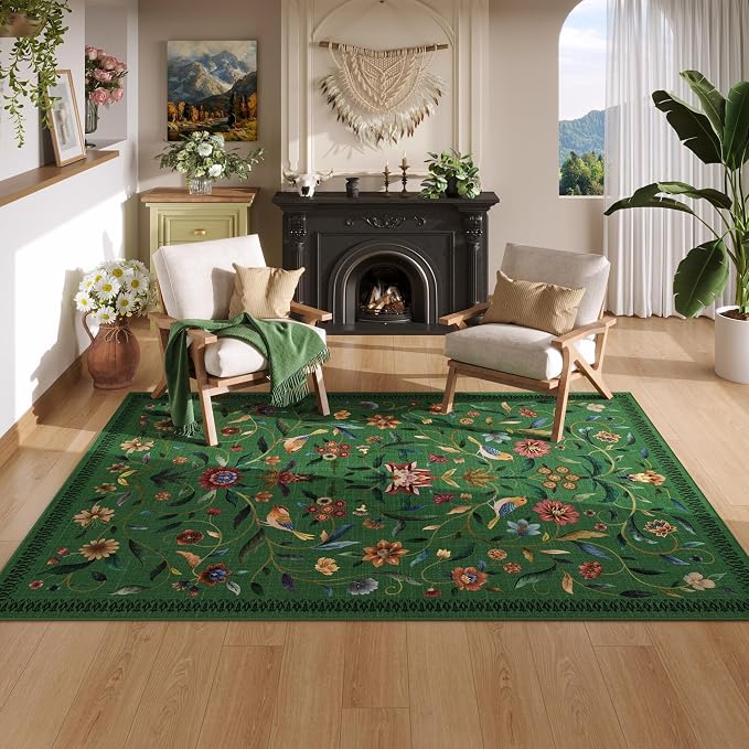 Vintage Medallion Floral 3x5 Washable Rug, Soft Low Pile Area Rug, Non-Slip - Image 3