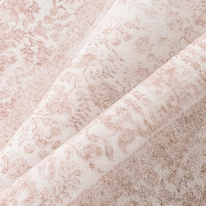 Pink Area Rug 9x12 Machine Washable Large Vintage Living Room Distressed Non - Image 9