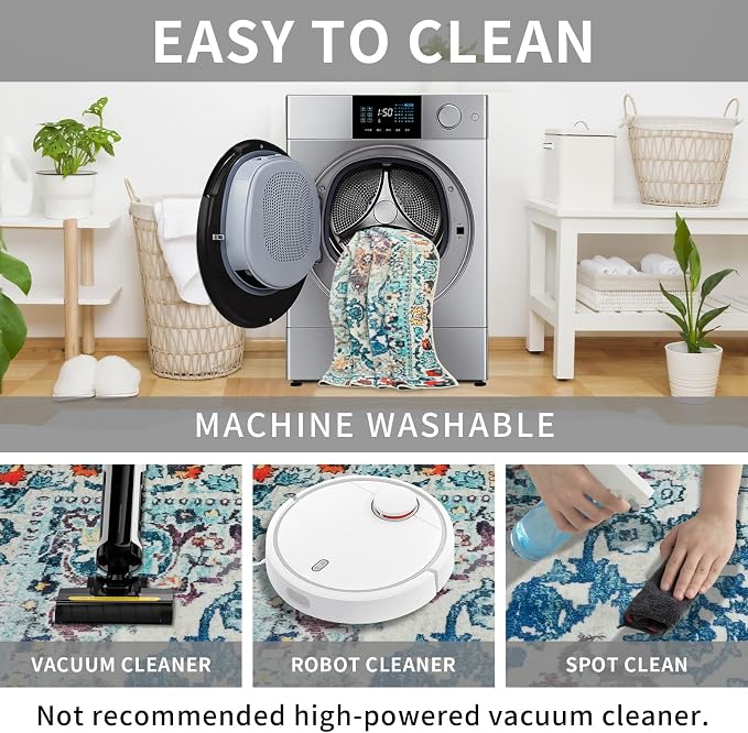 Easy-Going Area Rug 5x7 Washable Boho Rugs - Image 5