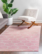 Rugs.com Lattice Frieze Collection Rug – 9' x 12' Light Pink Medium Rug Perfect by Rugscom