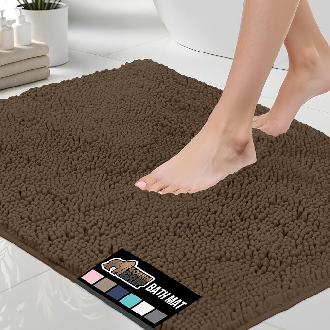 GORILLA GRIP Bath Rug Mat 36x24, Thick Soft Absorbent Chenille, Quick Dry by GorillaGrip