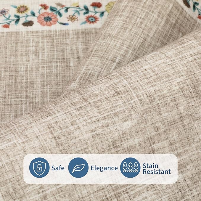 GarveeHome Washable Living Room Rug 9x12 Floral Bordered Area Rugs Soft Thin - Image 4