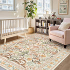 Lahome Fall Floral Washable Area Rugs 8x10, Boho Living Room Large Rugs Non-Slip - Image 4