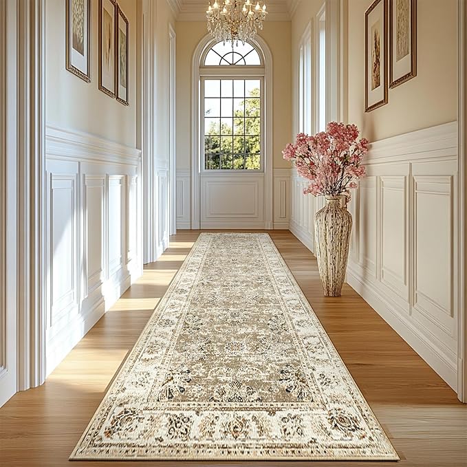 jinchan Fiora Long Hallway Runner Rug 2x12 Machine Washable Runner Rug Taupe by JINCHAN