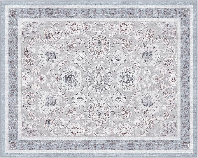 Phantoscope Washable Area Rug 8'x10' Non-Slip, Vintage Neutral Rugs - Image 2