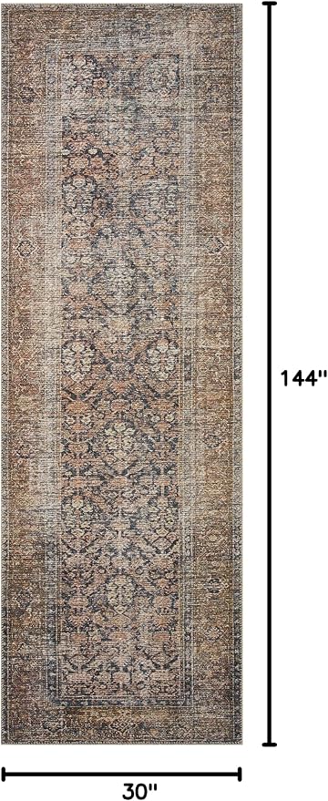 Loloi Amber Lewis Billie Collection, Ink & Salmon 2'-6" x 12'-0" Area Rug – - Image 2