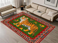 Colorful Tiger Pattern Area Rug, Stylish Geometric Border Tiger Rug, Add Unique by Unknown