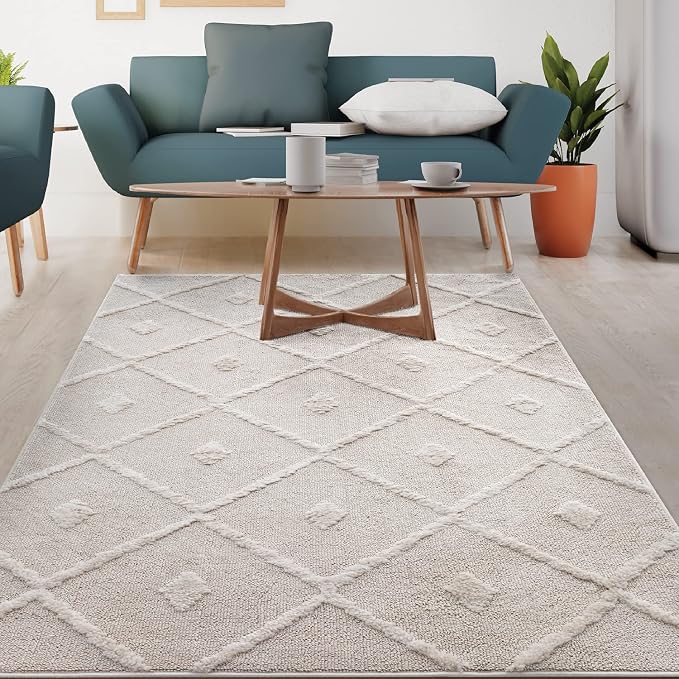Antep Rugs Palafito 6x9 Geometric Shag Diamond High-Low Pile Textured Indoor by AntepRugs