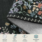 Lahome Boho Floral 2'6"x8 Black Washable Hallway Kitchen Runner Rug, Non Skid - Image 6