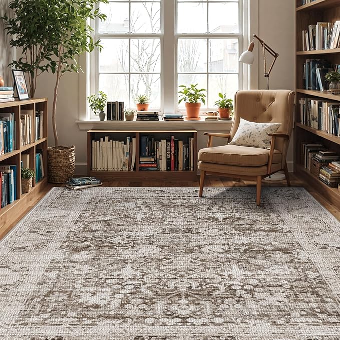 LUMI 8x10 Washable Area Rug for Living Room, Ultra Soft Traditional Vintage - Image 8