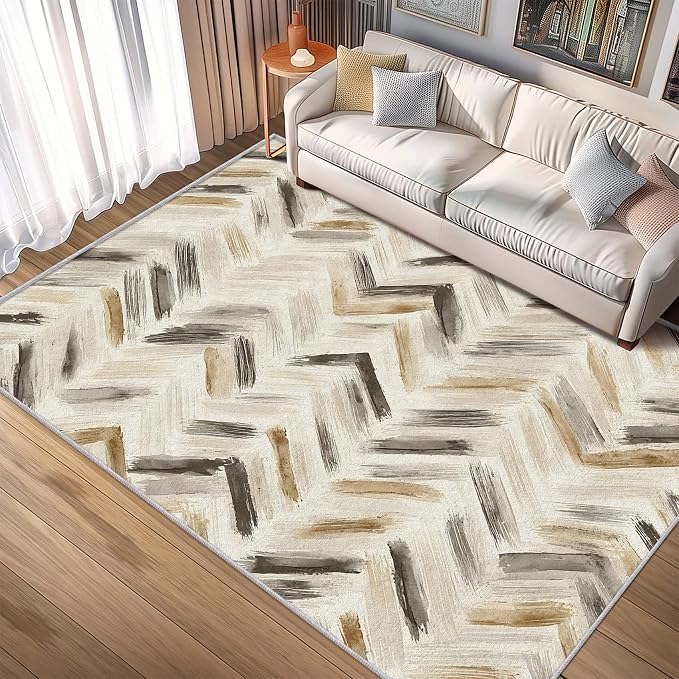 Washable 3x4 Chevron Rug Living Room, Modern Abstract Art Design Area Rugs by Unknown