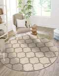 Rugs.com Lattice Collection Rug – 3 Ft Round Beige and Light Brown Medium-Pile by Rugscom