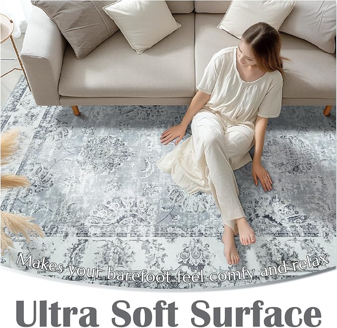 jinchan Fiora Runner Rug 2x5 Washable Hallway Runner- Vintage Floral Non Slip - Image 6