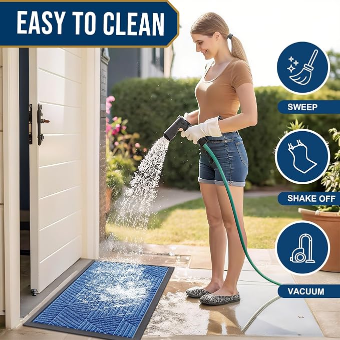 Kitinjoy Front Door Mat Outside Entrance, Sturdy Natural Dirt Trapper, Heavy - Image 6