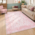 LIVEBOX Pink Area Rug 5x7, Vintage Living Room Rug Machine Washable Area Rugs by LIVEBOX