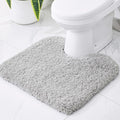 Grey Toilet Rug 22x24 Non Slip Fluffy Toilet Floor Mat U Shaped Washable by Disolla