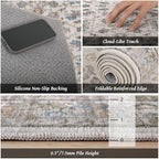 Washable 9x12 Area Rugs for Living Room, Boho Non-Slip Vintage Distress Lager - Image 5