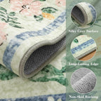Wonnitar Machine Washable Area Rugs 9x12, Soft Sage Green Floral Rug - Image 4