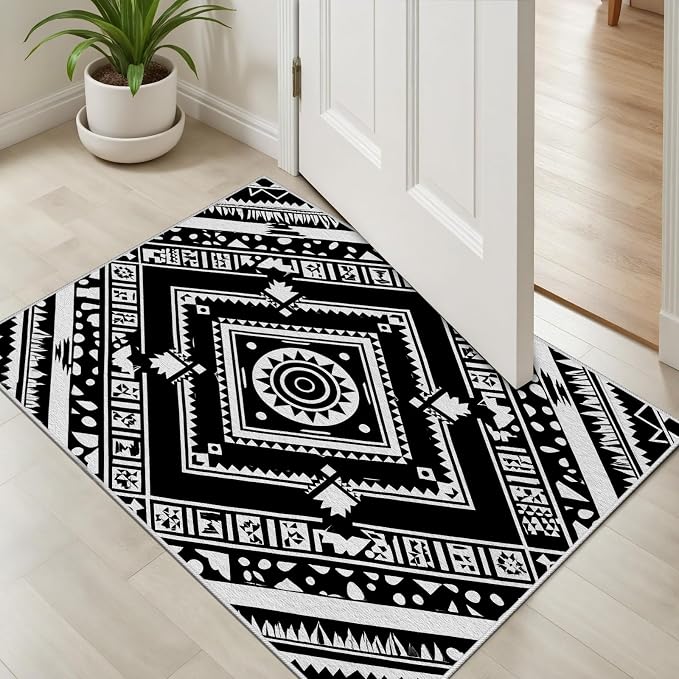 Area Rugs for Living Room 5x8, Moroccan Washable Low Pile Rug, Boho Neutral - Image 4